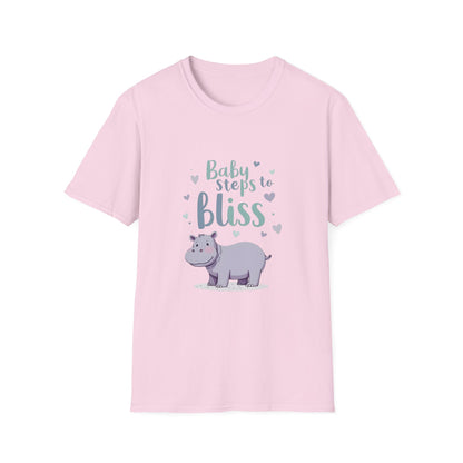 Baby Steps to Bliss Hippo T-Shirt, Cute Animal Tee, Gift for Kids, Fun Family Outing Shirt, Casual Everyday Wear