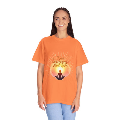 New Beginnings Unisex T-Shirt, Inspirational Tee, Motivation Shirt, Mindfulness Apparel, Gift for Yoga Lovers, Self-Care Clothing