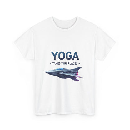 Yoga Takes You Places Unisex Heavy Cotton Tee, Comfortable Graphic T-Shirt, Yoga Lover Gift, Casual Wear, Birthday Present, Fitness Apparel
