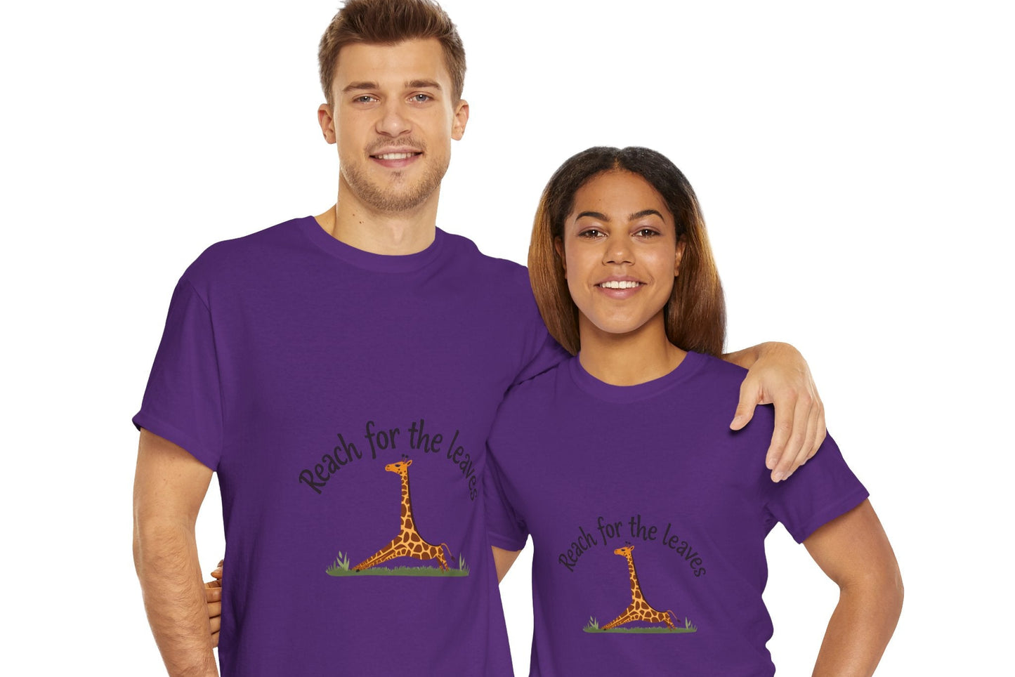 Adorable Giraffe Graphics Tee - Reach for the Leaves, Gift for Animal Lovers, Eco-Friendly Fashion, Kids & Adults, Casual Wear