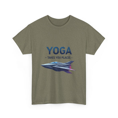 Yoga Takes You Places Unisex Heavy Cotton Tee, Comfortable Graphic T-Shirt, Yoga Lover Gift, Casual Wear, Birthday Present, Fitness Apparel