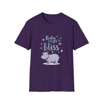 Baby Steps to Bliss Hippo T-Shirt, Cute Animal Tee, Gift for Kids, Fun Family Outing Shirt, Casual Everyday Wear