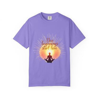 New Beginnings Unisex T-Shirt, Inspirational Tee, Motivation Shirt, Mindfulness Apparel, Gift for Yoga Lovers, Self-Care Clothing