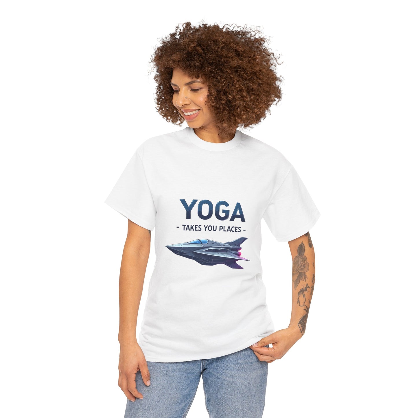Yoga Takes You Places Unisex Heavy Cotton Tee, Comfortable Graphic T-Shirt, Yoga Lover Gift, Casual Wear, Birthday Present, Fitness Apparel