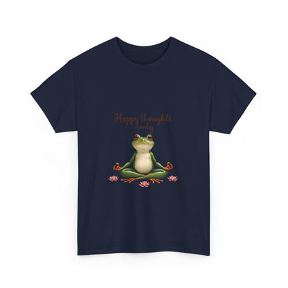 Happy Thoughts Frog Unisex Heavy Cotton Tee, Cute Animal Shirt, Meditation Apparel, Positive Vibes Tee, Gift for Yogis, Relaxed Style Tee