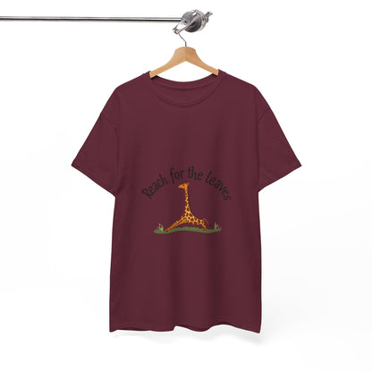 Adorable Giraffe Graphics Tee - Reach for the Leaves, Gift for Animal Lovers, Eco-Friendly Fashion, Kids & Adults, Casual Wear