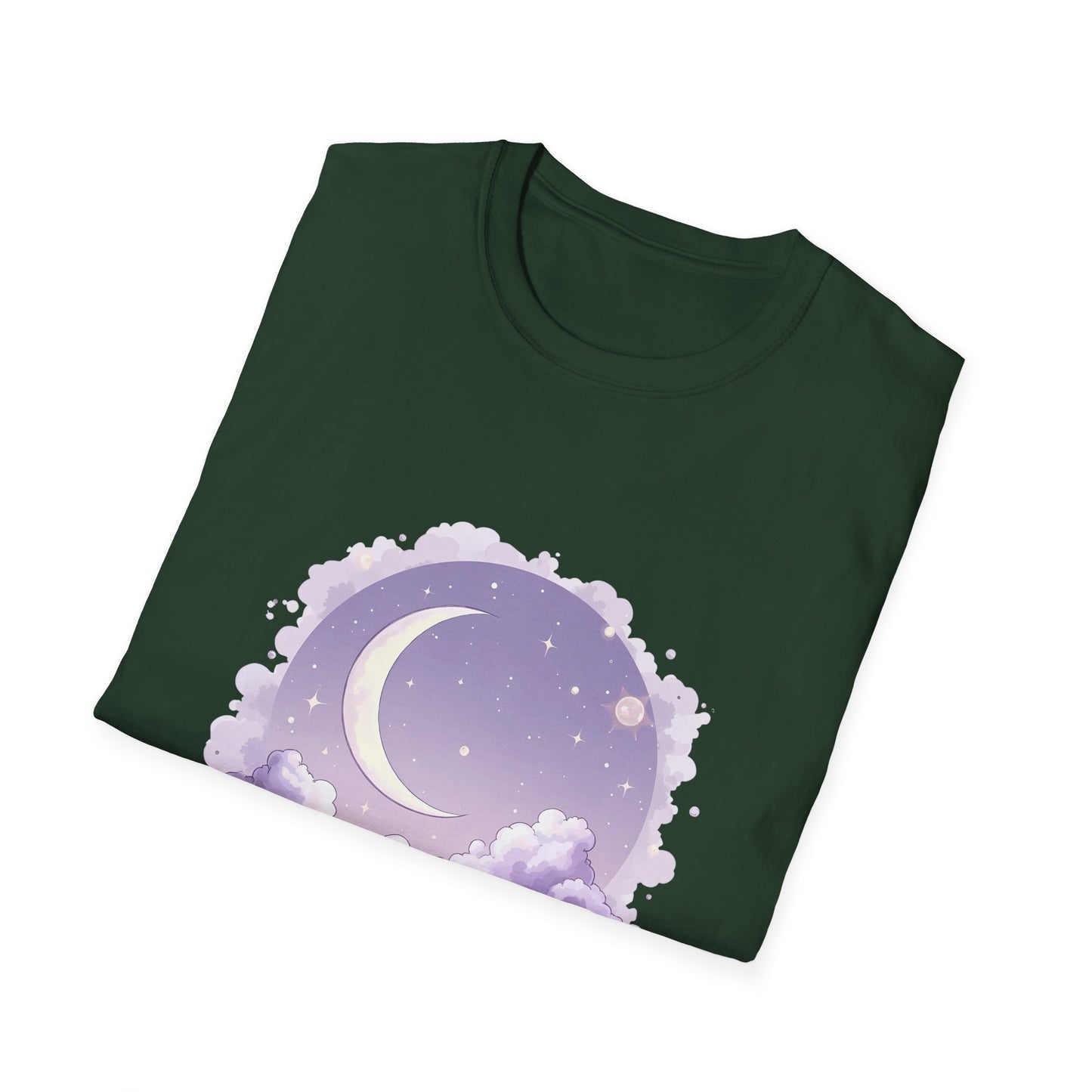 Dreamy Moon Clouds Unisex T-Shirt - Softstyle Graphic Tee for Dreamers