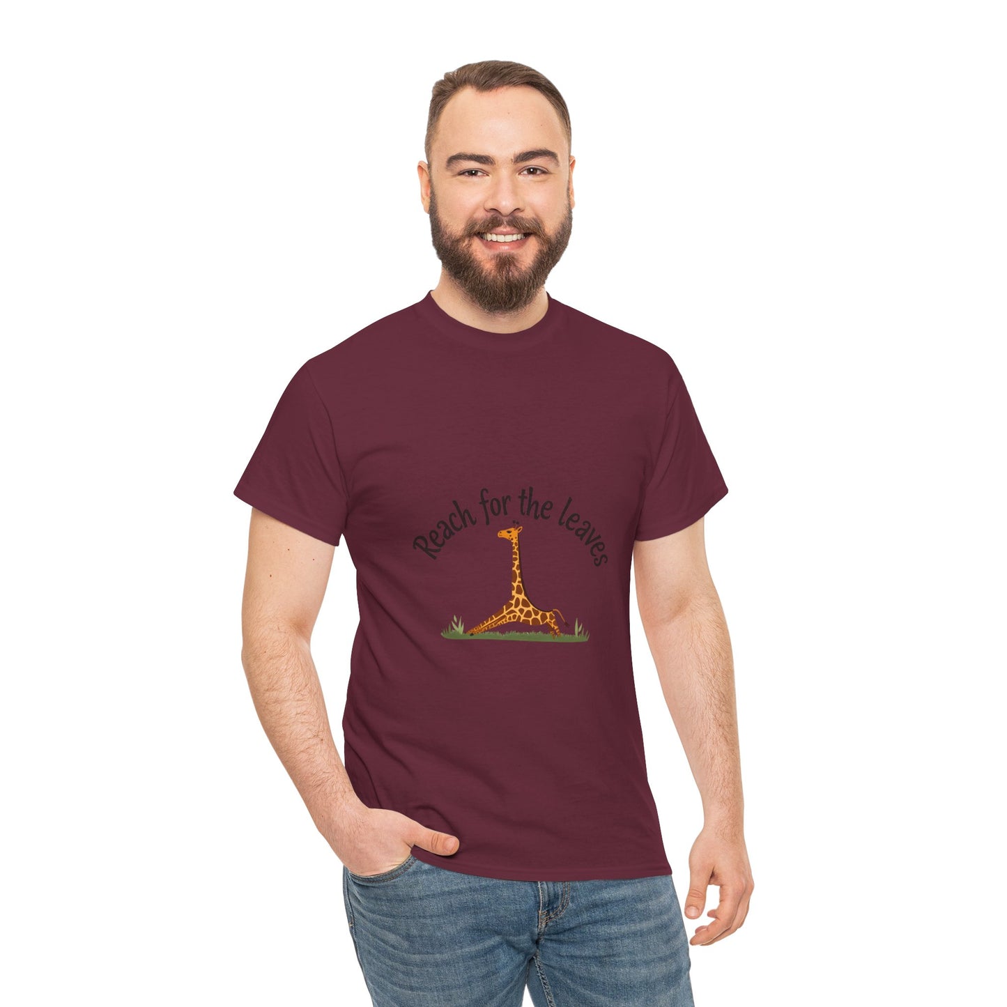 Adorable Giraffe Graphics Tee - Reach for the Leaves, Gift for Animal Lovers, Eco-Friendly Fashion, Kids & Adults, Casual Wear