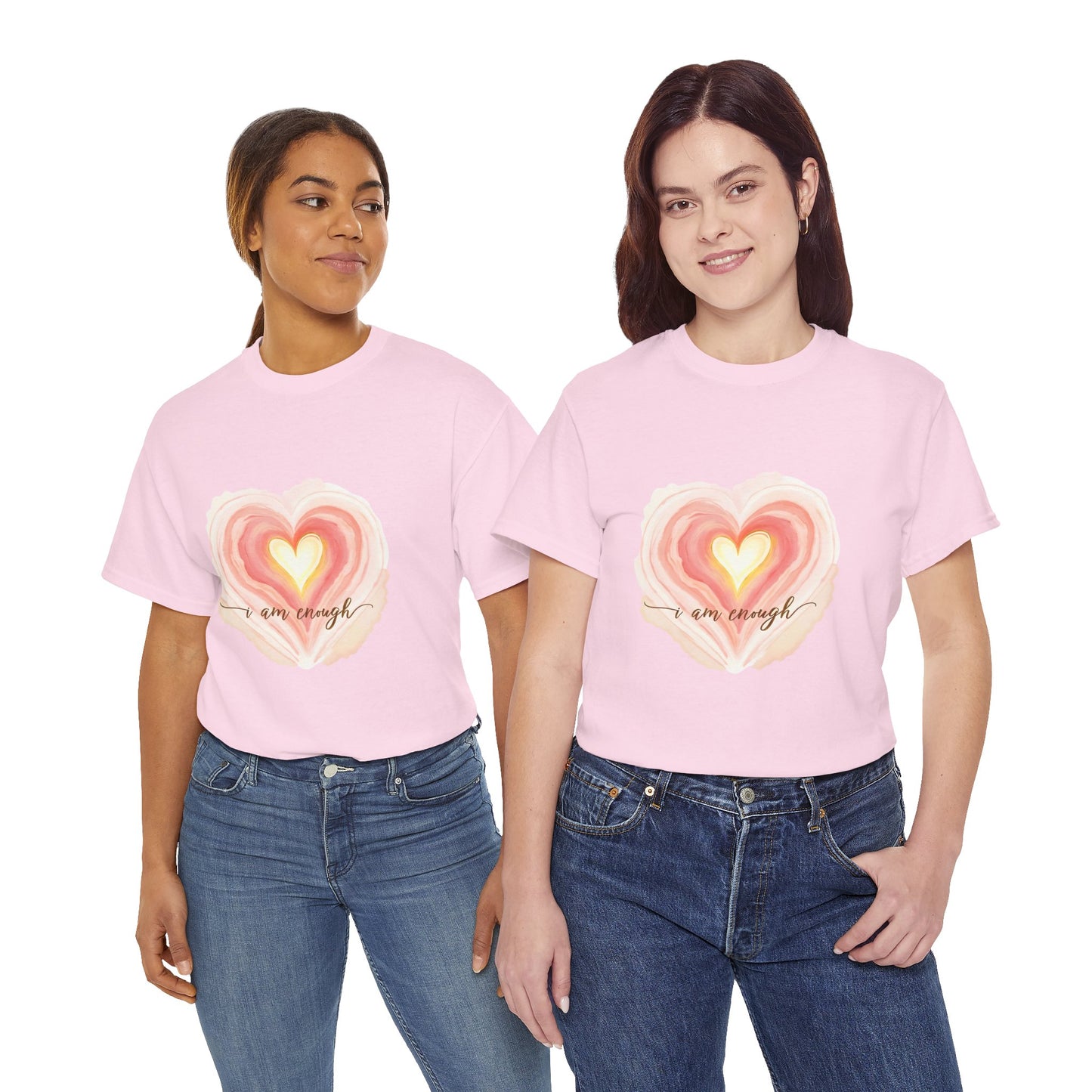 Inspirational Heart Tee - "I Am Enough" Unisex Heavy Cotton T-Shirt