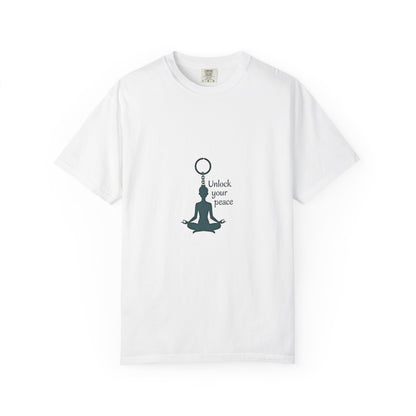 Unisex Garment-Dyed T-shirt: Unlock Your Peace, Mindfulness Tee, Yoga Shirt, Casual Wear, Gift for Yogis, Meditation Top