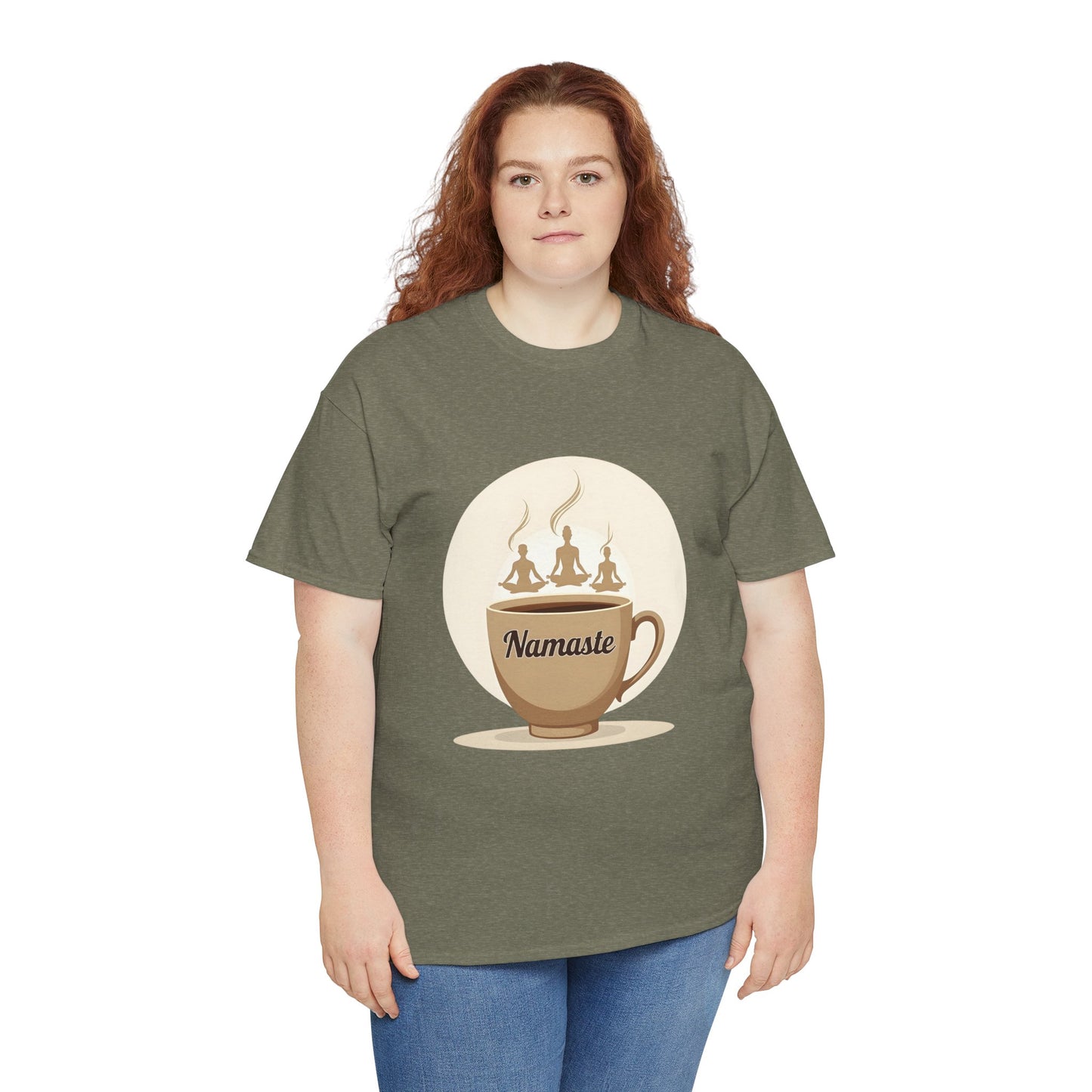 Namaste Coffee Unisex Heavy Cotton Tee - Relaxed Fit, Mindfulness Apparel
