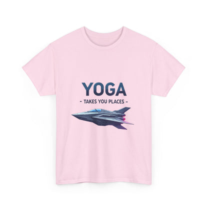 Yoga Takes You Places Unisex Heavy Cotton Tee, Comfortable Graphic T-Shirt, Yoga Lover Gift, Casual Wear, Birthday Present, Fitness Apparel