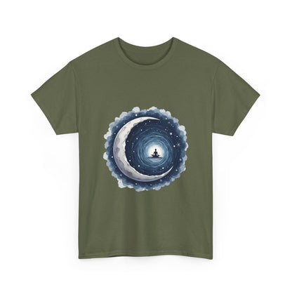 Celestial Moon Unisex Heavy Cotton Tee - Cosmic Graphic Shirt, Casualwear, Gift for Stargazers, Astronomy Enthusiasts, Unique Tee