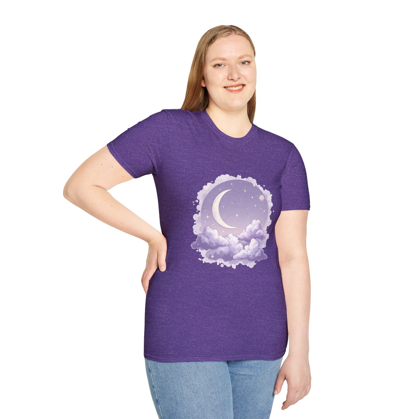 Dreamy Moon Clouds Unisex T-Shirt - Softstyle Graphic Tee for Dreamers