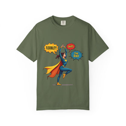 Flexibility Superhero T-Shirt | Unisex Garment-Dyed Tee for Fitness Lovers, Motivational Apparel, Gift for Athletes, Casual Wear, Gym Shirt