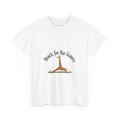 Adorable Giraffe Graphics Tee - Reach for the Leaves, Gift for Animal Lovers, Eco-Friendly Fashion, Kids & Adults, Casual Wear