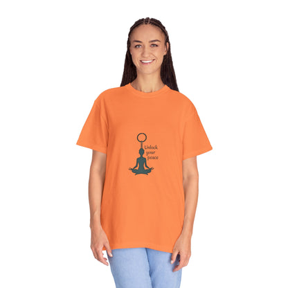 Unisex Garment-Dyed T-shirt: Unlock Your Peace, Mindfulness Tee, Yoga Shirt, Casual Wear, Gift for Yogis, Meditation Top