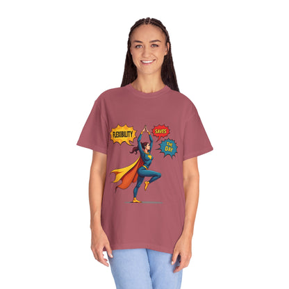 Flexibility Superhero T-Shirt | Unisex Garment-Dyed Tee for Fitness Lovers, Motivational Apparel, Gift for Athletes, Casual Wear, Gym Shirt
