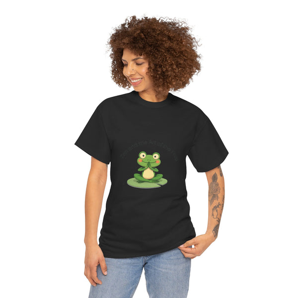 Zen Frog Unisex Heavy Cotton Tee - Relaxation & Positive Vibes