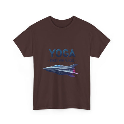 Yoga Takes You Places Unisex Heavy Cotton Tee, Comfortable Graphic T-Shirt, Yoga Lover Gift, Casual Wear, Birthday Present, Fitness Apparel
