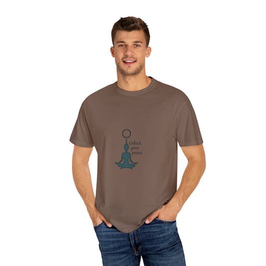 Unisex Garment-Dyed T-shirt: Unlock Your Peace, Mindfulness Tee, Yoga Shirt, Casual Wear, Gift for Yogis, Meditation Top