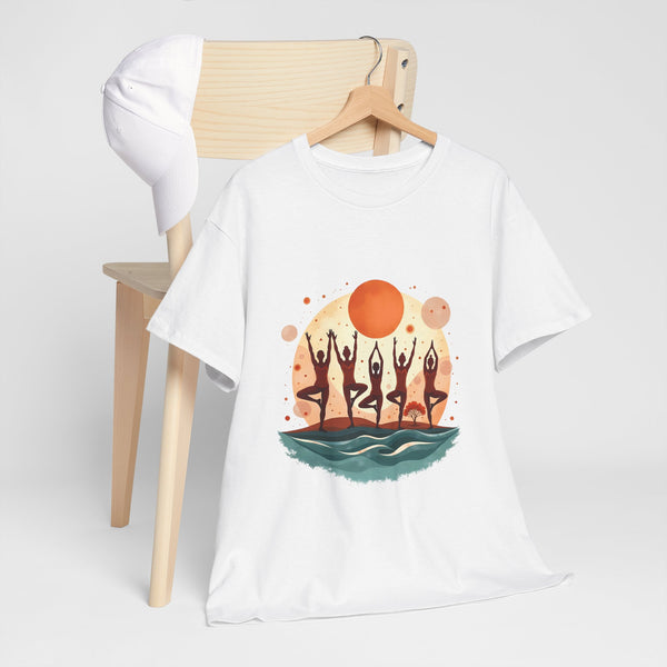 Sunset Dancers Unisex Heavy Cotton Tee | Bohemian Style Shirt for Music Festivals, Summer Parties, Gifts, Casual Wear